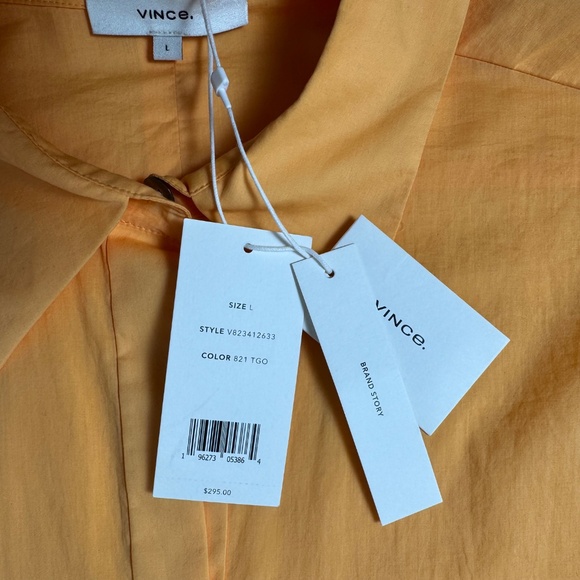 NWT VINCE Sculpted Long Statement Sleeve Voile Shirt 100% Cotton Women's Size L - Picture 8 of 11